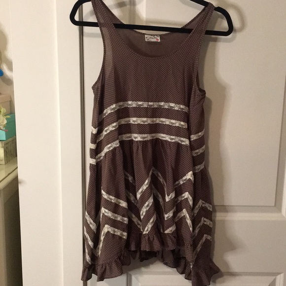 Intimately Free People | Brown & Cream Dots Voile Trapeze Top - Picture 7 of 8